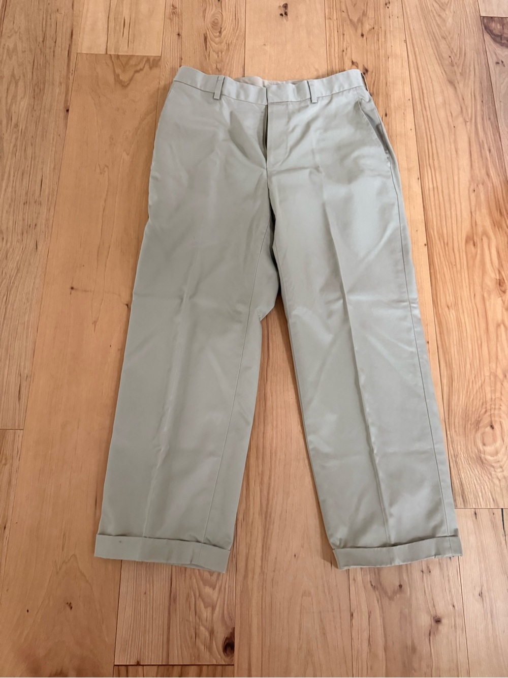 Jos. A. Bank Men's Straight-Fit Dress Pants in Light Khaki, 34/cuffed to 27”